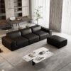 Black Bull Leather Sofa 0158‑S