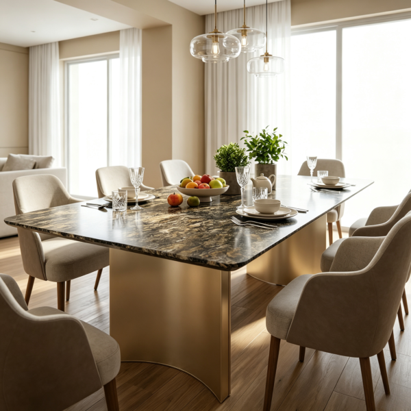 Platinum Diamond Luxury Stone Dining Table