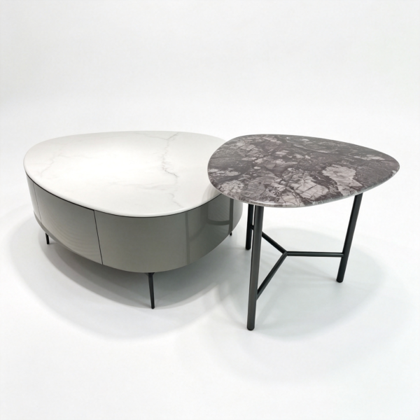 Microcrystalline Stone Coffee Table & Side Table Set