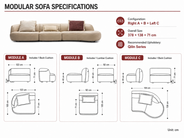 Cloud Bay Modular Full-Leather Sofa SF0378