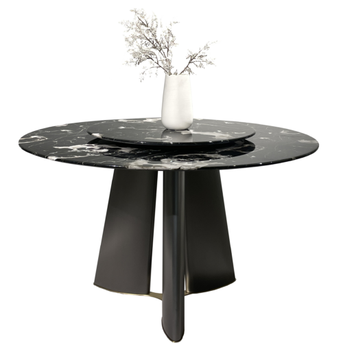 Black Rose Natural Marble Round Dining Table