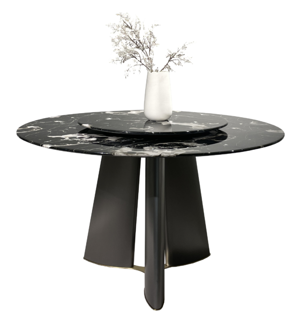 Black Rose Natural Marble Round Dining Table