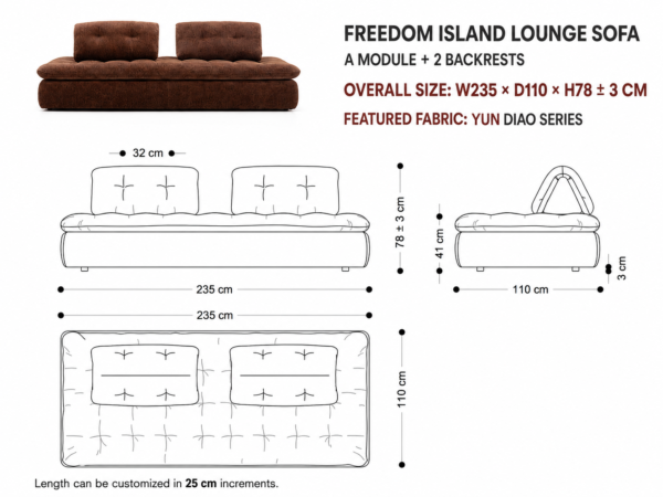 Freedom Island Chenille Lounge Sofa – LS-B6F0380-A