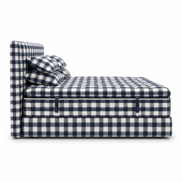 Blue & White Check Upholstered Bed HST-LG188-A