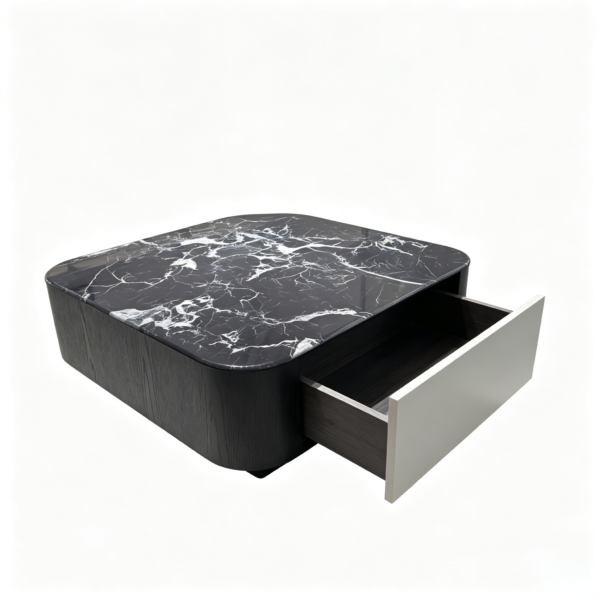 Black Rose Microcrystalline Stone Coffee Table Set