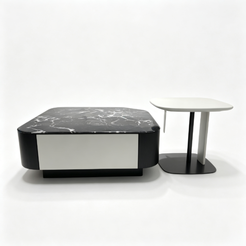Black Rose Microcrystalline Stone Coffee Table Set