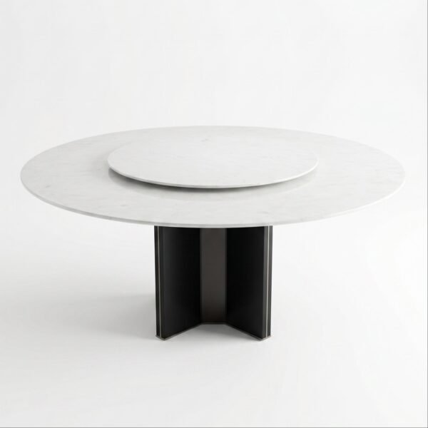 White Crystal Stone Round Dining Table