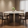 White Crystal Stone Round Dining Table