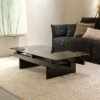 Ash Wood & Tempered Grey Glass Coffee Table