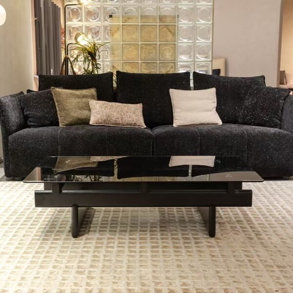 Ash Wood & Tempered Grey Glass Coffee Table