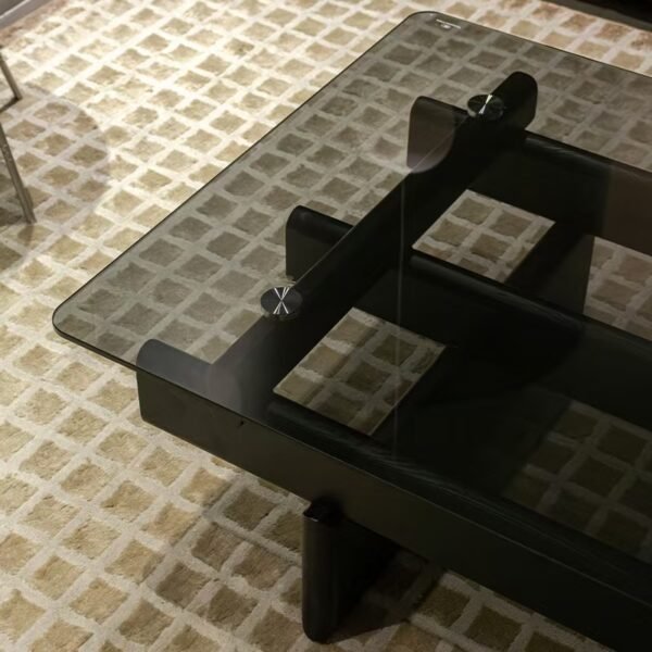 Ash Wood & Tempered Grey Glass Coffee Table