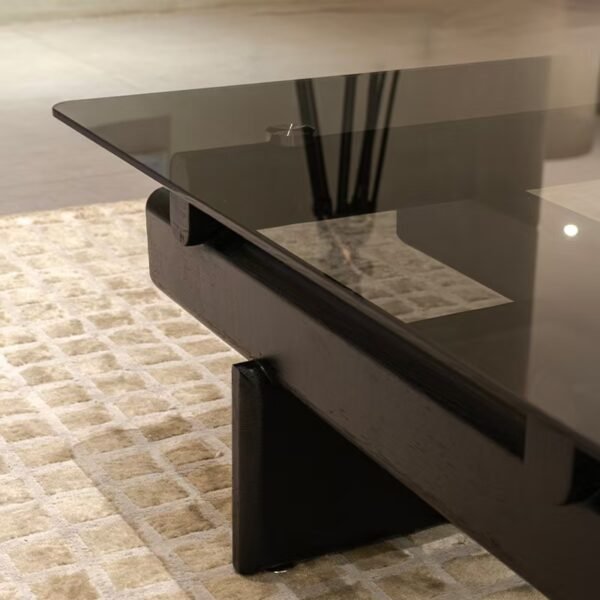Ash Wood & Tempered Grey Glass Coffee Table