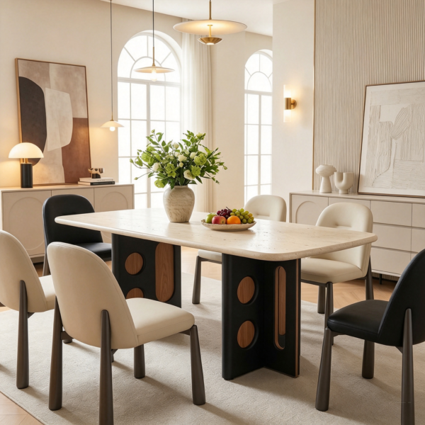 Yutu Natural Travertine Rectangular Dining Table