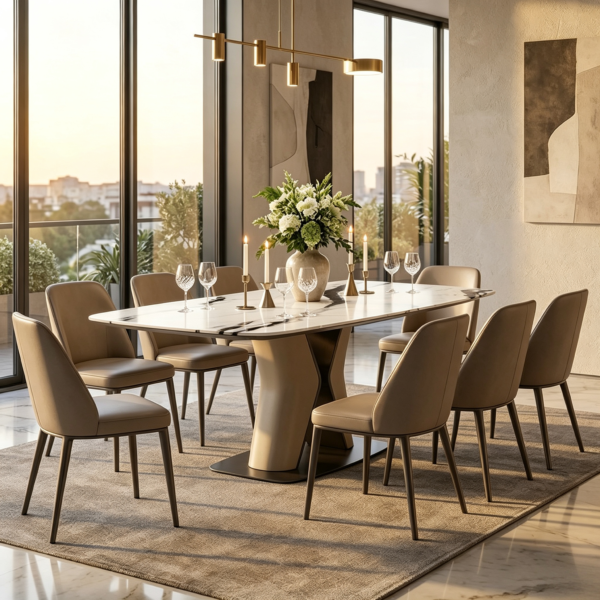Panda Marble-Look Dining Table