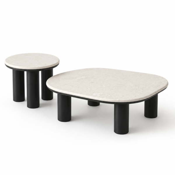 Yutu Natural Travertine Coffee Table Set