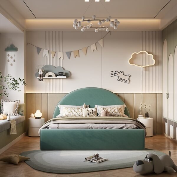 Half-Moon Upholstered Kids Bed C9090