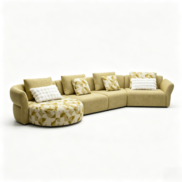 English: Cloud Ear Curved Modular Fabric SofaLS-B6F0358-A
