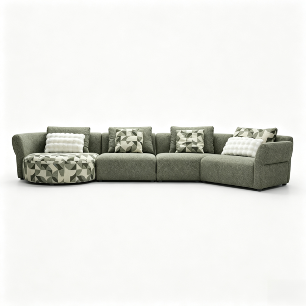English: Cloud Ear Curved Modular Fabric SofaLS-B6F0358-A