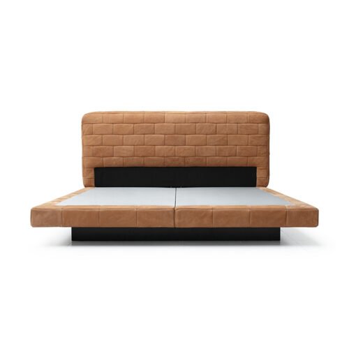 C9174-2 Block-Panel Flush-Edge Sanded Leather Bed C9174