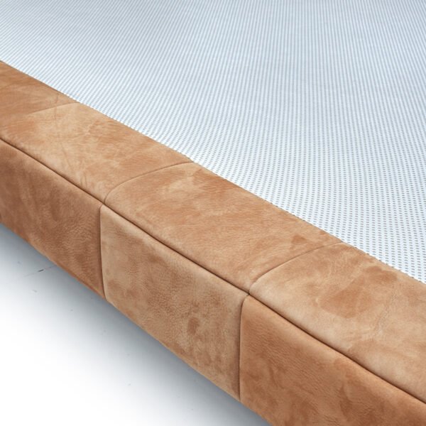 Block-Panel Flush-Edge Sanded Leather Bed C9174