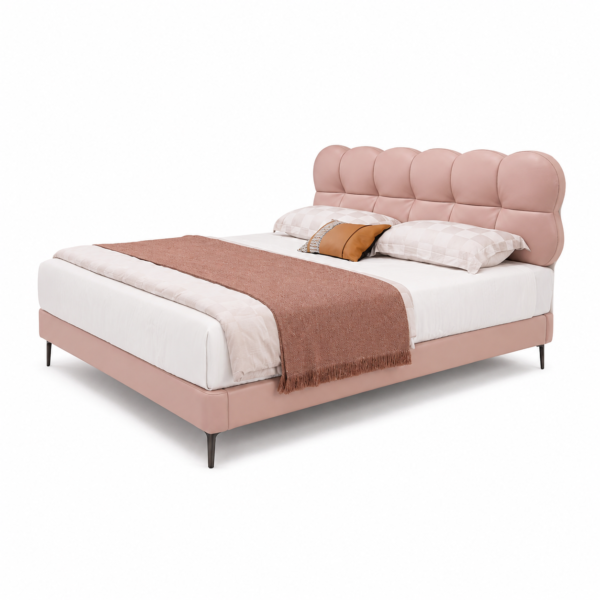 Pink Cloud Leather Upholstered Bed T-ERT-P6777-A