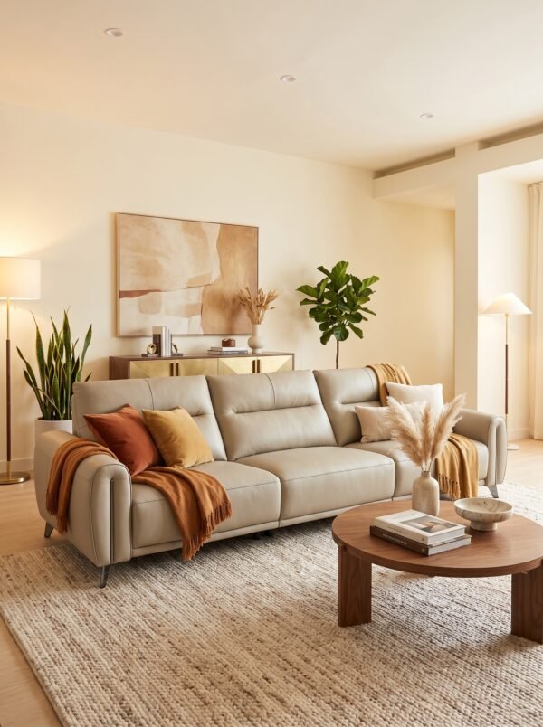 Modern Top-Grain Leather Recliner Sofa T-LSG-P4508-B