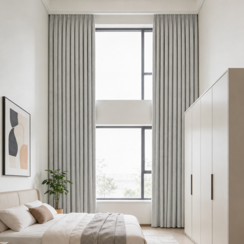 LS-23 LIGHT GREY WHISPER DOUBLE-SIDED FINE-TEXTURE LINEN-LOOK CURTAIN