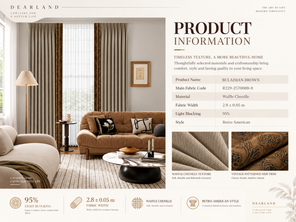 BLAIR STAR BROWN WAFFLE CHENILLE CURTAIN1 1