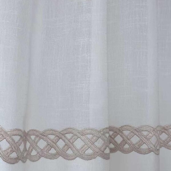 Cross Linen Embroidered Sheer Curtain