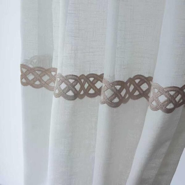 Cross Linen Embroidered Sheer Curtain