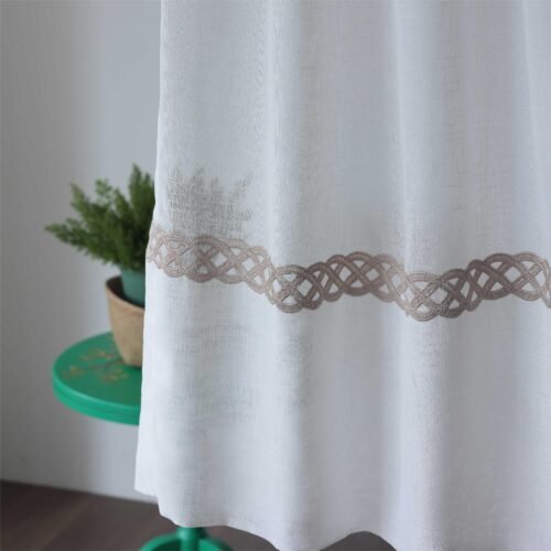 BZ-X1-2 Cross Linen Embroidered Sheer Curtain