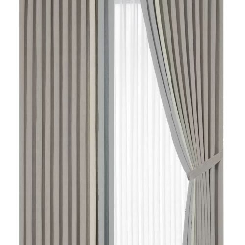 HERRINGBONE COTTON 1+2 INSET CURTAIN