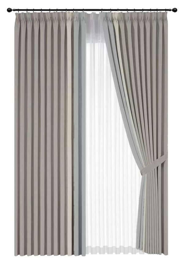 HERRINGBONE COTTON 1+2 INSET CURTAIN