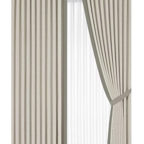 HERRINGBONE COTTON CUSTOM SINGLE INSET CURTAIN
