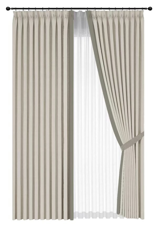 HERRINGBONE COTTON CUSTOM SINGLE INSET CURTAIN