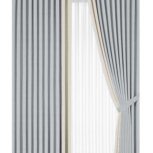 HERRINGBONE COTTON CUSTOM TWO-FOLD INSET CURTAIN