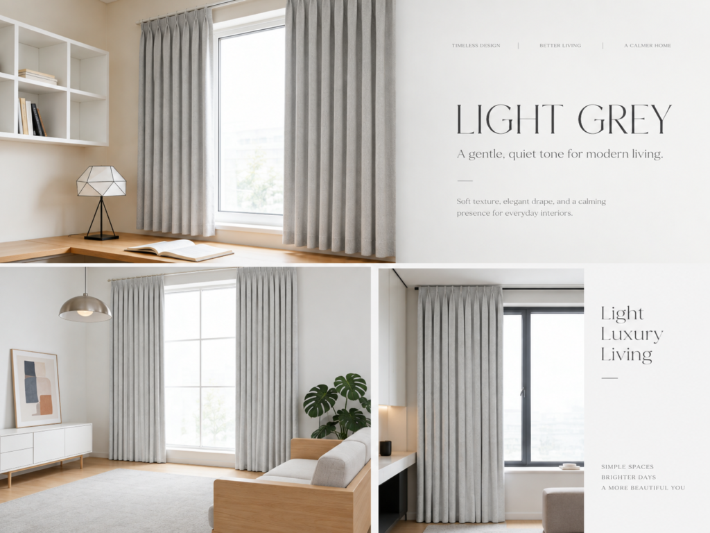 LS 23 LIGHT GREY WHISPER DOUBLE SIDED FINE TEXTURE LINEN LOOK CURTAIN8